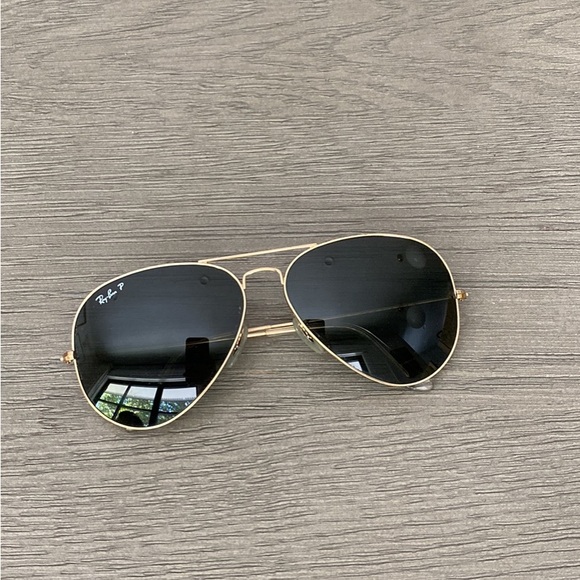 Ray-Ban Gold and Black Aviator Sunglasses